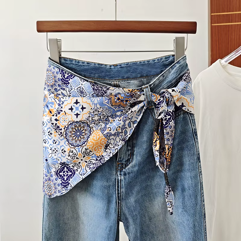 Foulard en soie imprimé bohème