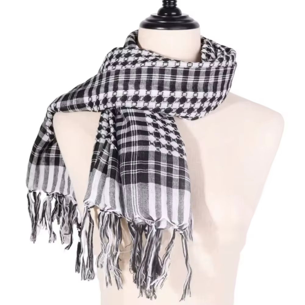 Grand foulard arabe Shemagh avec pompon