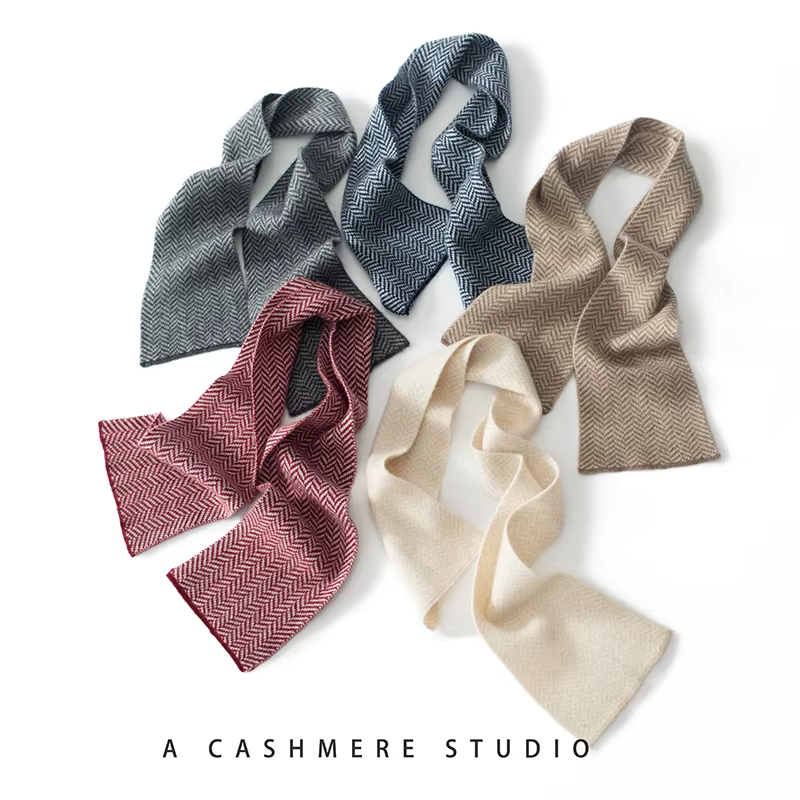 Foulard en cachemire pour hommes et femmes, écharpe courte, classique, tricotée, à rayures, pour adultes, cadeau de noël et nouvel an, hiver