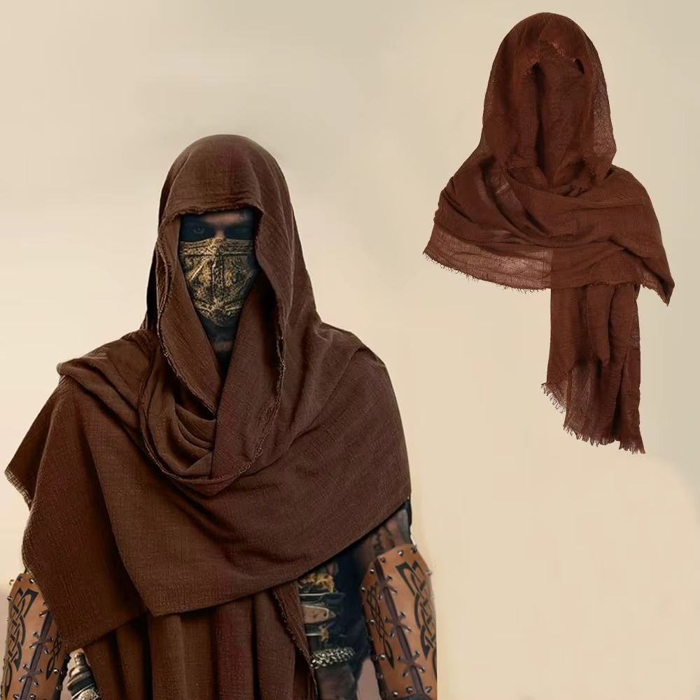 Cosplay unisexe homme médiéval Pirate rétro capuche écharpe noir/marron enveloppe cape Vintage Halloween mascarade Costume épaule capot