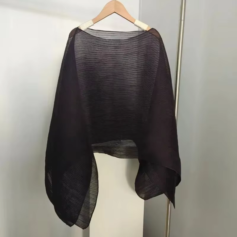 Miyake écharpe plissée femme léger luxe Premium Cape châle longue Section polyvalent ensemble d'écharpe de tête vêtements multiples sweat à capuche 80 cm