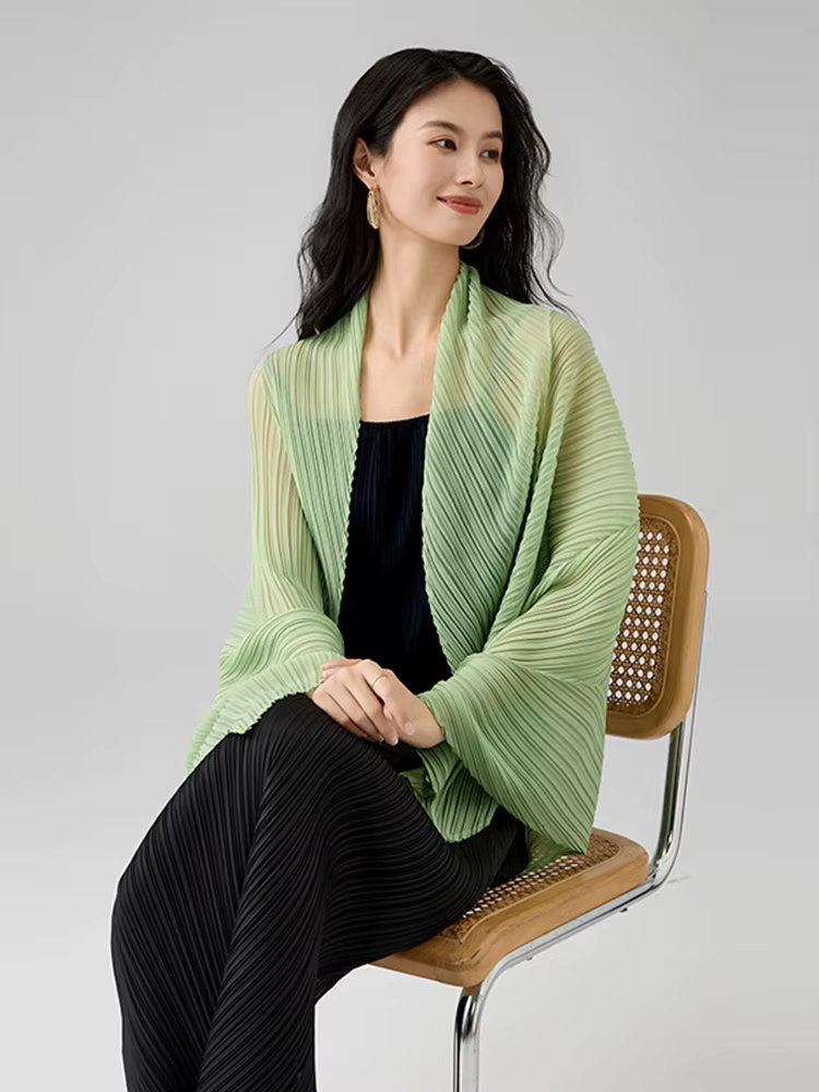 LANMREM 2025 été nouveau haut de gamme Simple écharpe plissée confortable et doux châle crème solaire et parasol accessoires 2DB2854