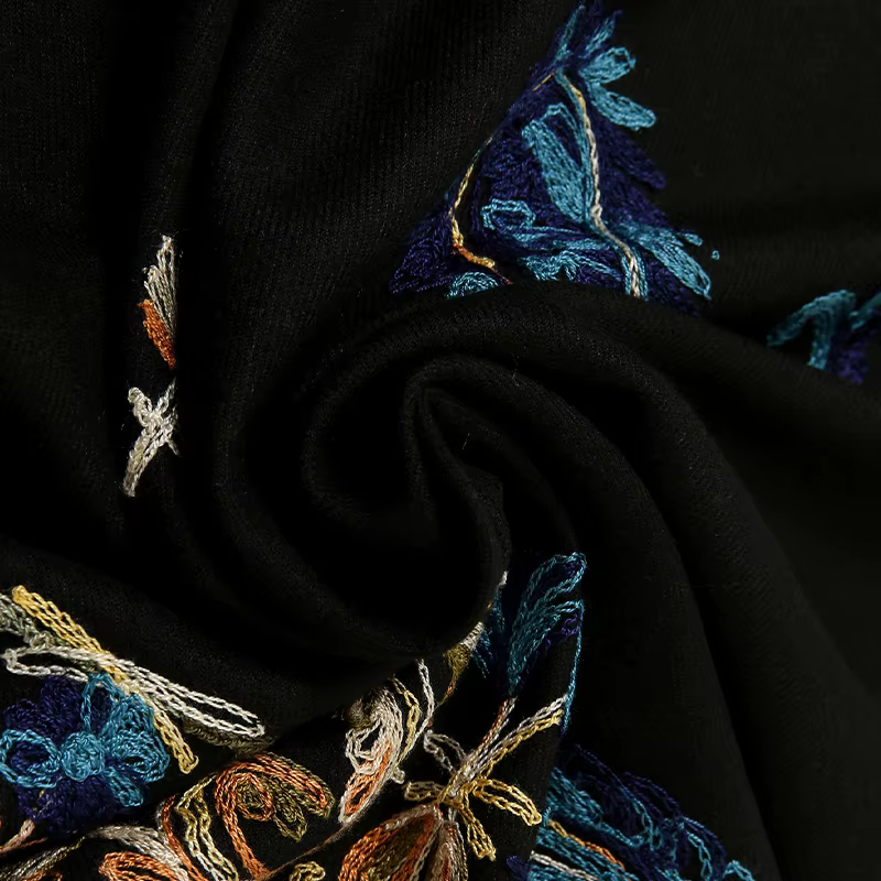 Écharpes en cachemire brodées pour femmes pashmina à fleurs TipPonte châle chaud d'hiver glands