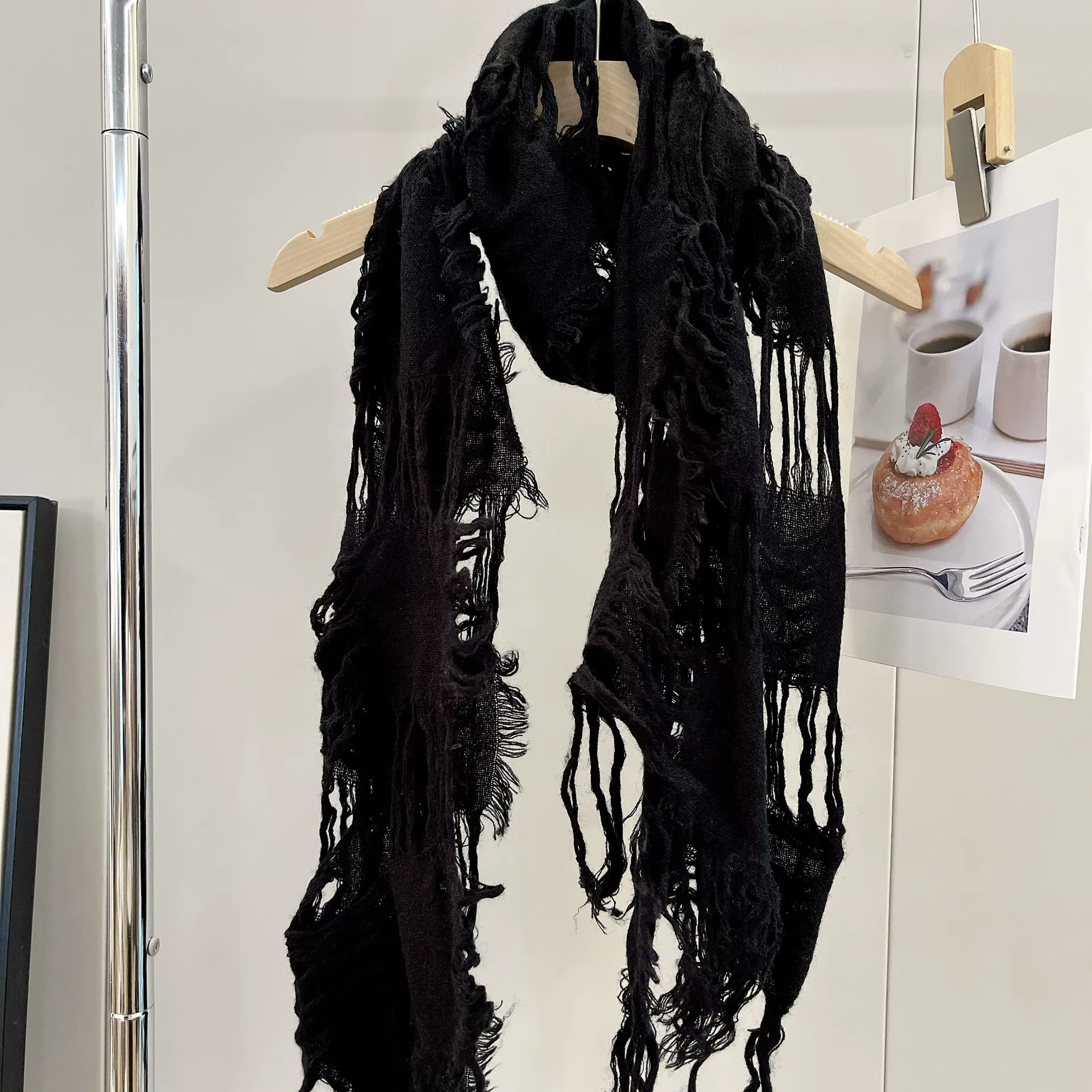 Écharpe Vintage à pampilles déchirées pour hommes et femmes