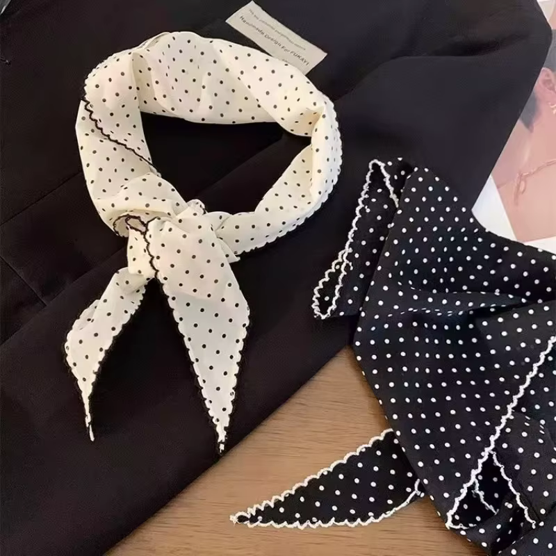Écharpe à pois noirs et blancs pour femmes et filles