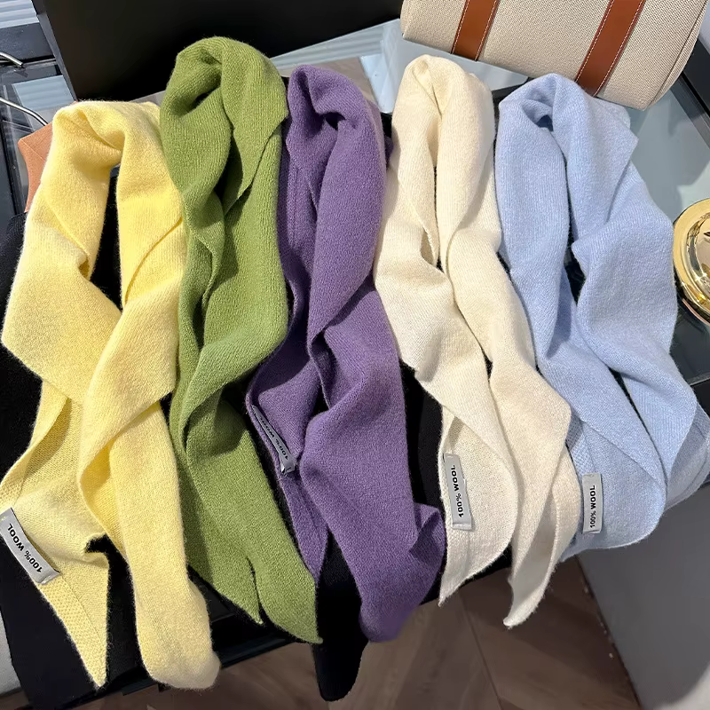 100% nouvelle laine Triangle écharpe pour femmes mode chaud tricoté couleur unie