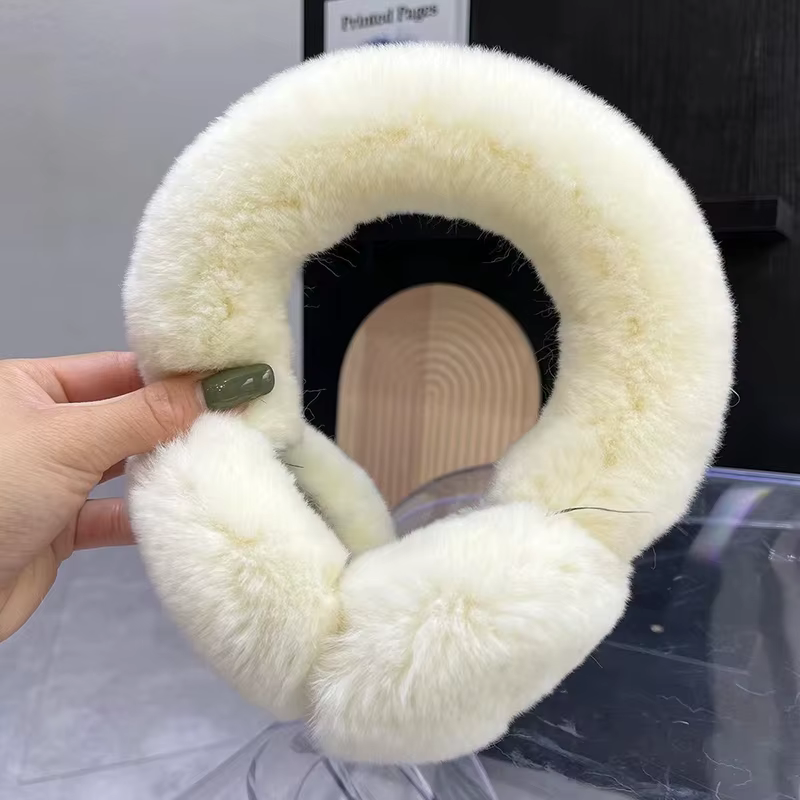 Cache-oreilles en fourrure de vrai lapin Rex pour temps froid