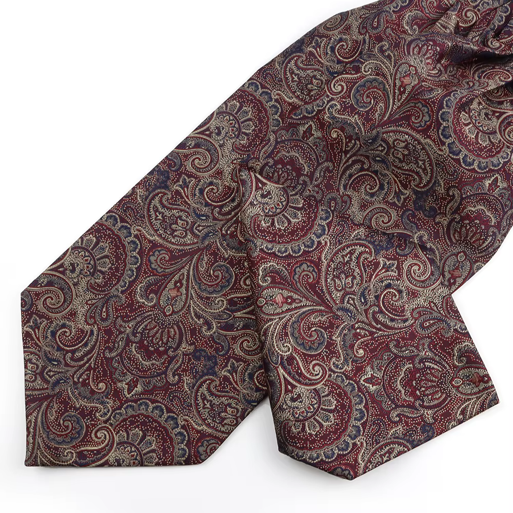 Jacquard marron Paisley cajou cravate formelle Ascot Scrunch auto britannique Gentleman écharpe Polyester