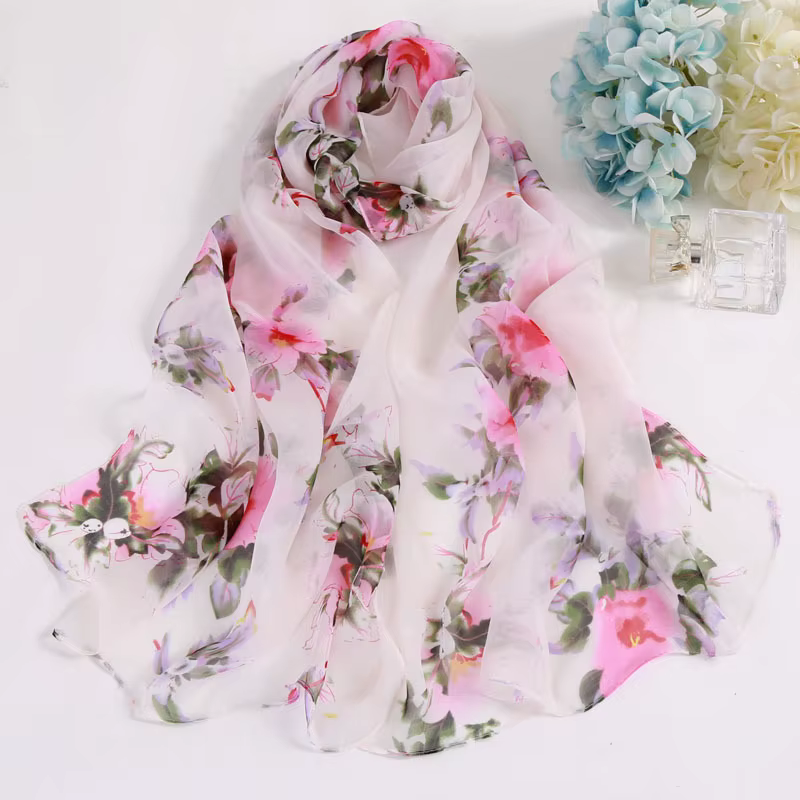 Été nouveau crêpe Georgette écharpe pour femmes filles étudiants mode foulards doux crème solaire Viscose châle printemps femme Wrap châles
