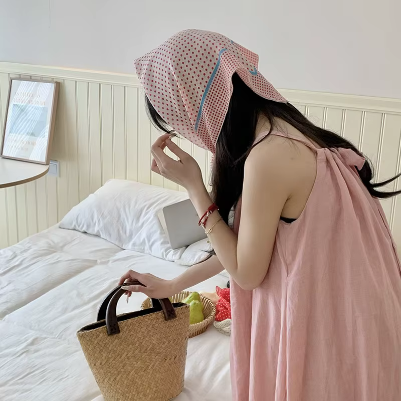 Écharpe pour femmes, petites foulards carrés de style coréen