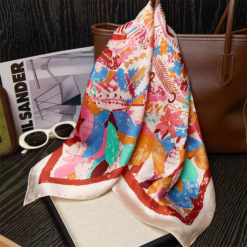 Foulard carré en soie 70 cm pour femme