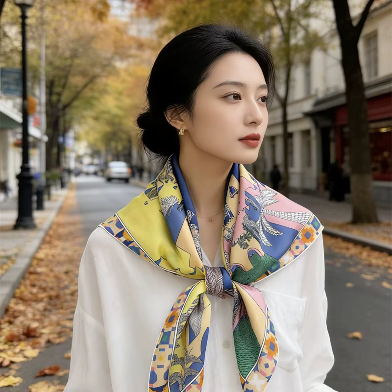Foulard carré en soie 90CM de luxe