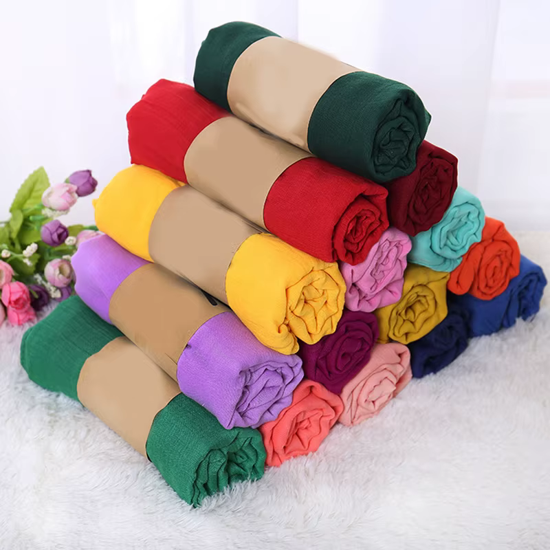 17 couleurs femmes coton longue écharpe été châles et enveloppes Vintage