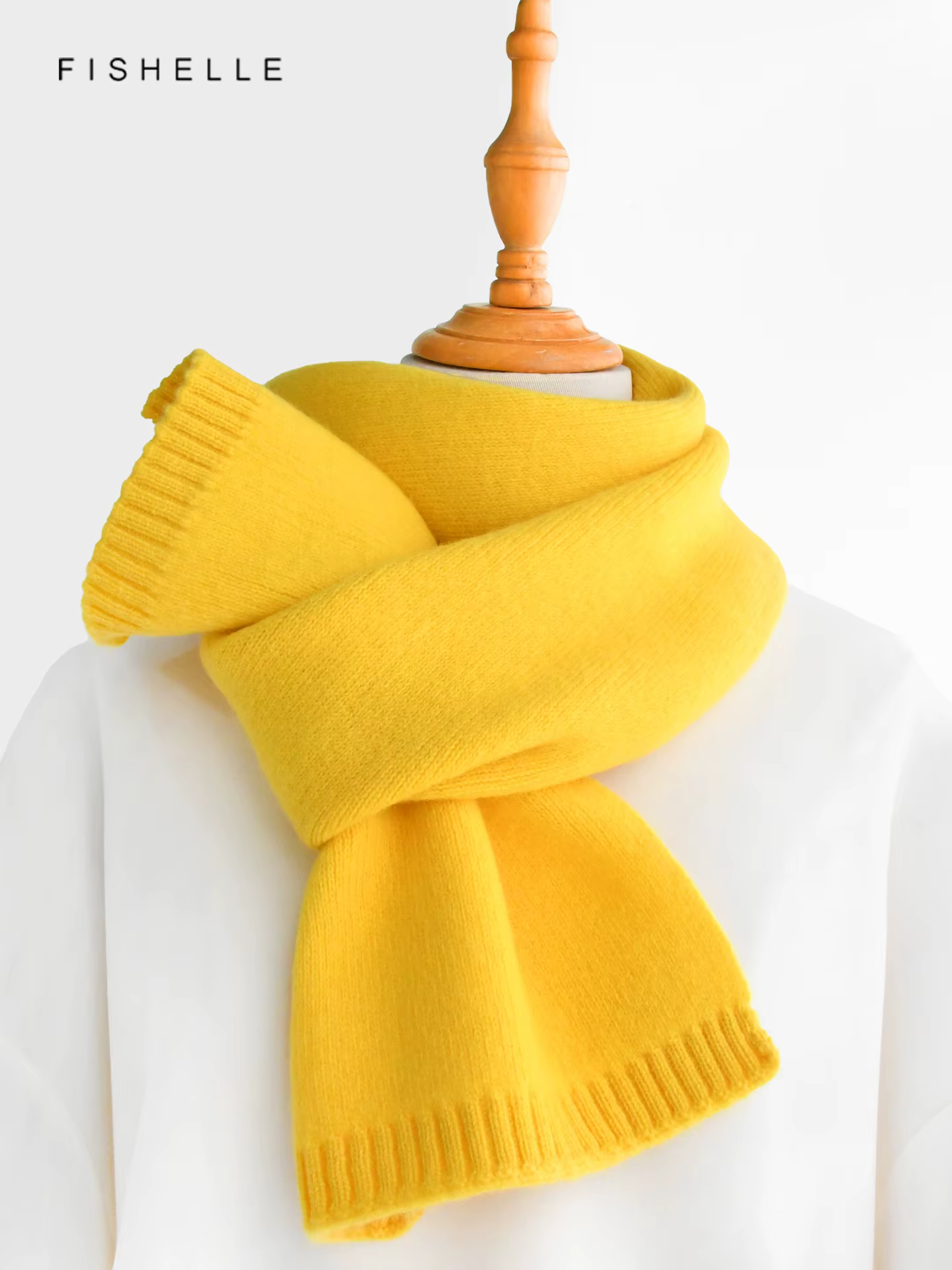 Écharpe 100% laine jaune vif