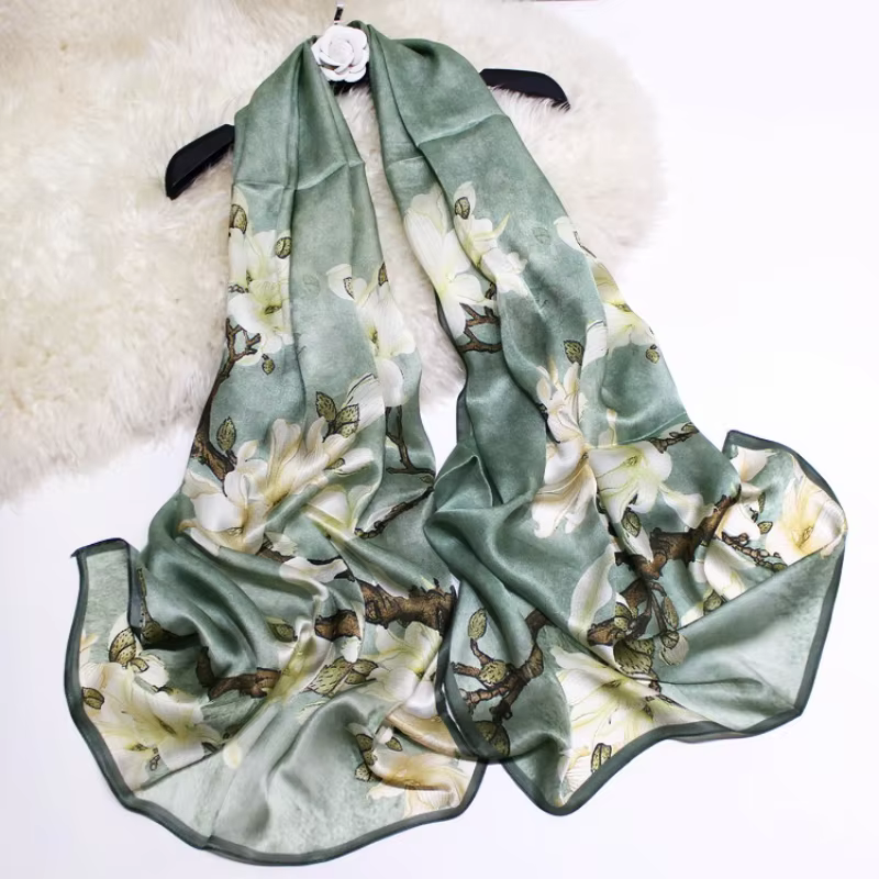 Foulard de luxe en soie Georgette 100% naturelle pour femmes