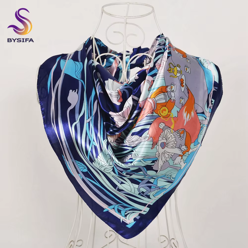 BYSIFA – écharpe Beige café pivoine en soie