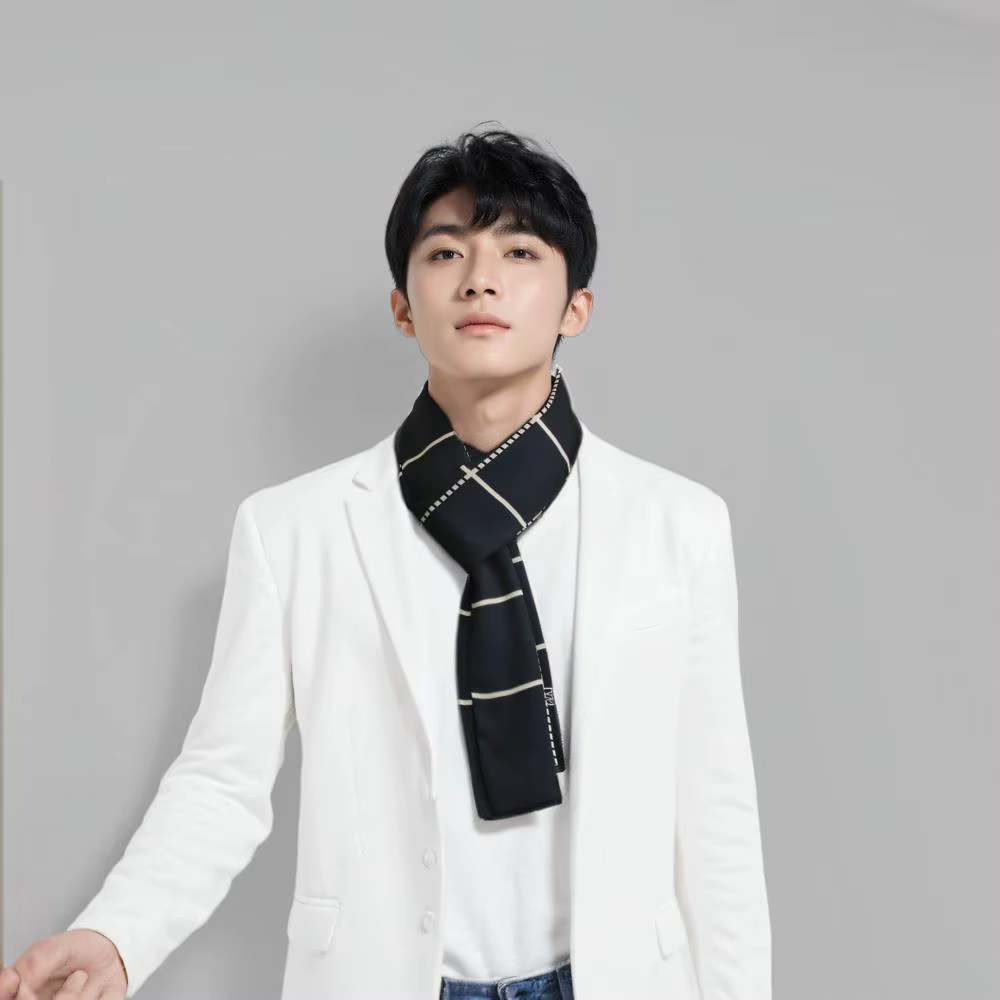 Nouveau foulard d'affaires de mode pour hommes cadeau pour papa petit ami lisse Double couche longue écharpe en soie