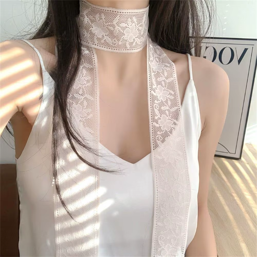 Dentelle fleur étroite longue écharpe femmes filles maigre bandeau