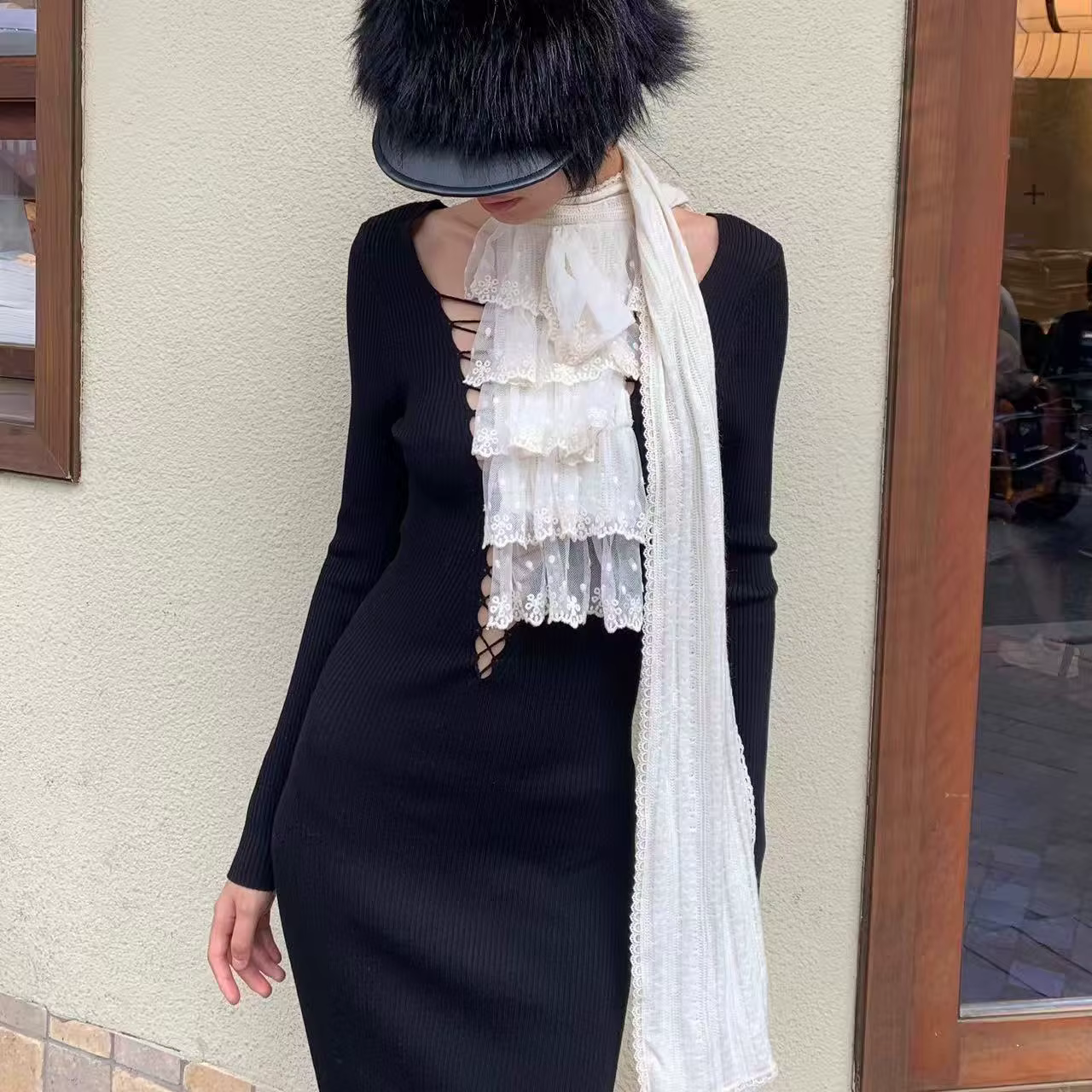 Écharpe en dentelle de Style Court Vintage pour femmes