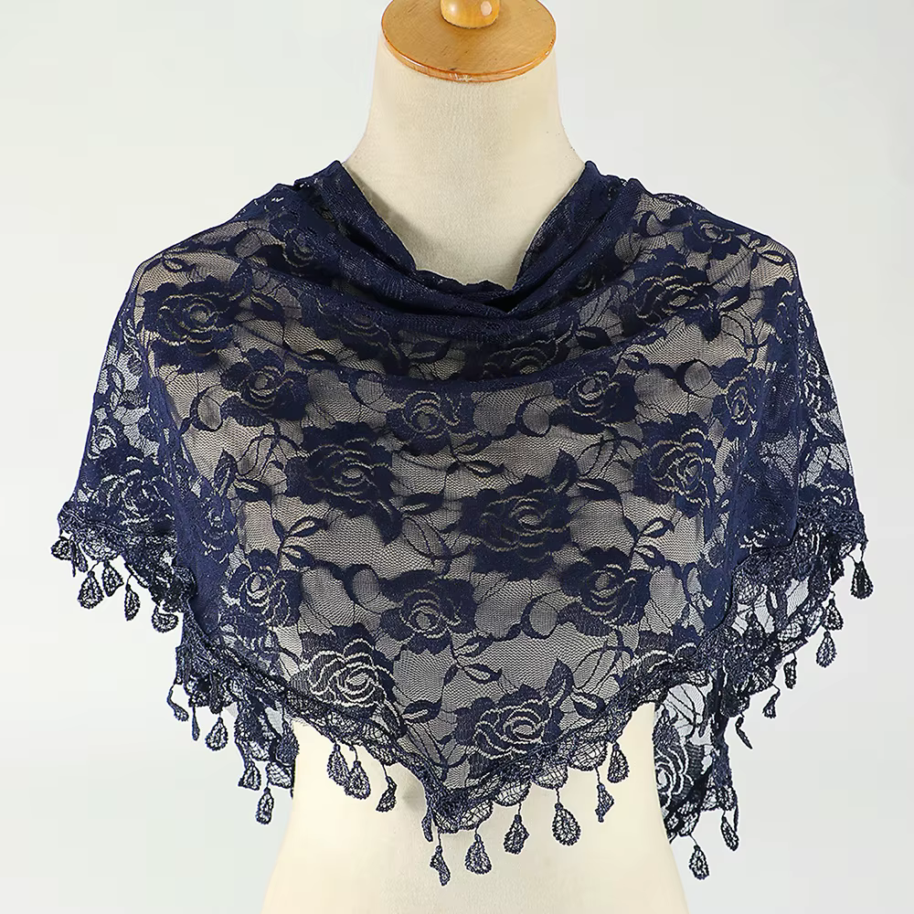 Femmes Rose dentelle écharpe printemps dame solide évider triangulaire foulards doux châle Foulard femme Wrap châles nouveau Style coréen