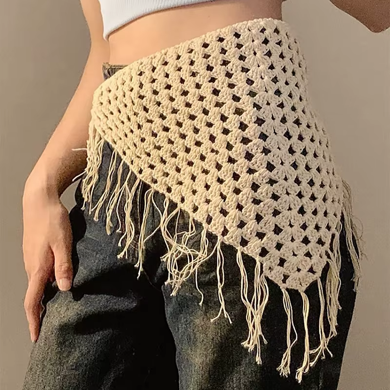 Écharpe triangulaire à franges Y2K pour femmes