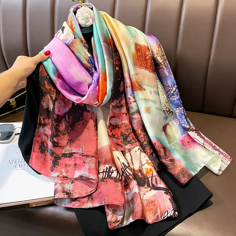 Écharpe de Luxe à Motif Floral pour Femme