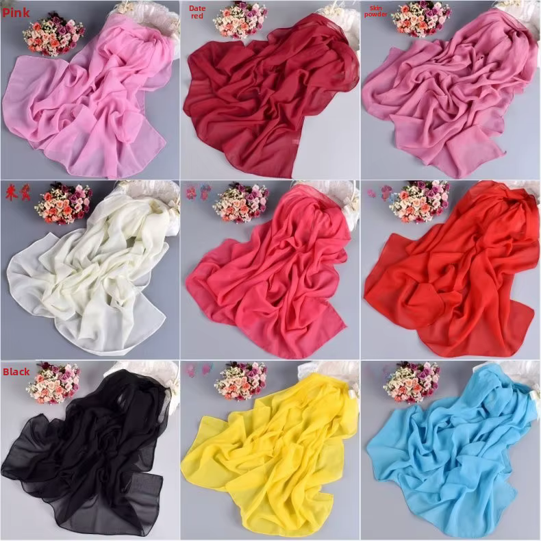 Écharpe en soie Pure de couleur unique pour femmes