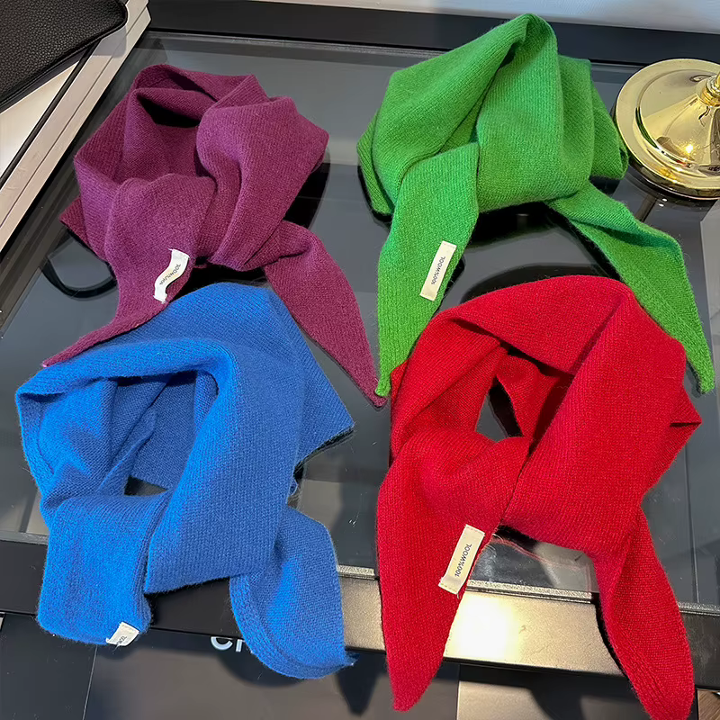 100% laine Style coréen tricoté écharpe triangulaire femmes hiver chaud foulard châle multi-fonctionnel