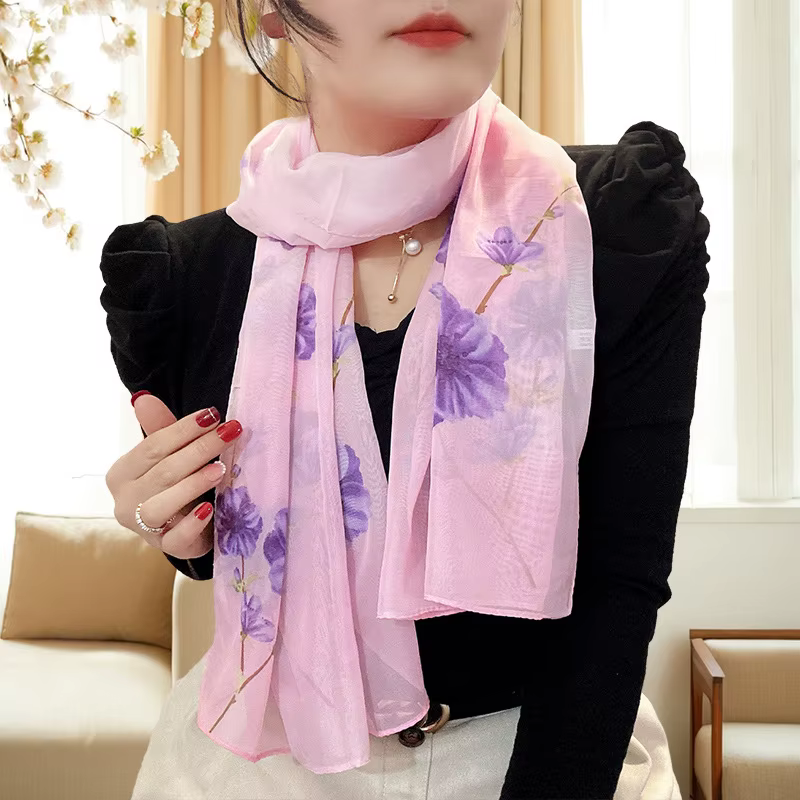 Écharpe en mousseline de soie style féerique pour femme
