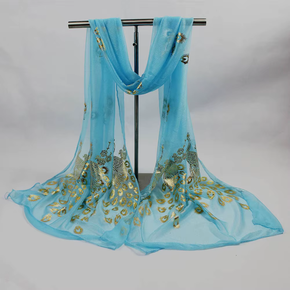 Femmes multicolore enveloppes mode tendance paon fleur doré écharpe longue enveloppement doux été léger plage vacances châle étole