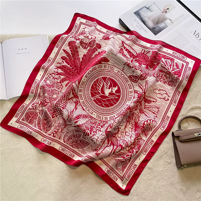 Écharpe carrée à motif d'oiseau d'amour