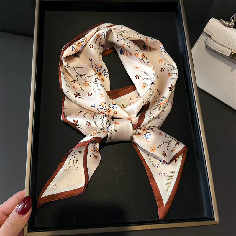Multi couleur nouvelles femmes soie sensation imprimé Design écharpe châle mode luxe longue étroite petites foulards