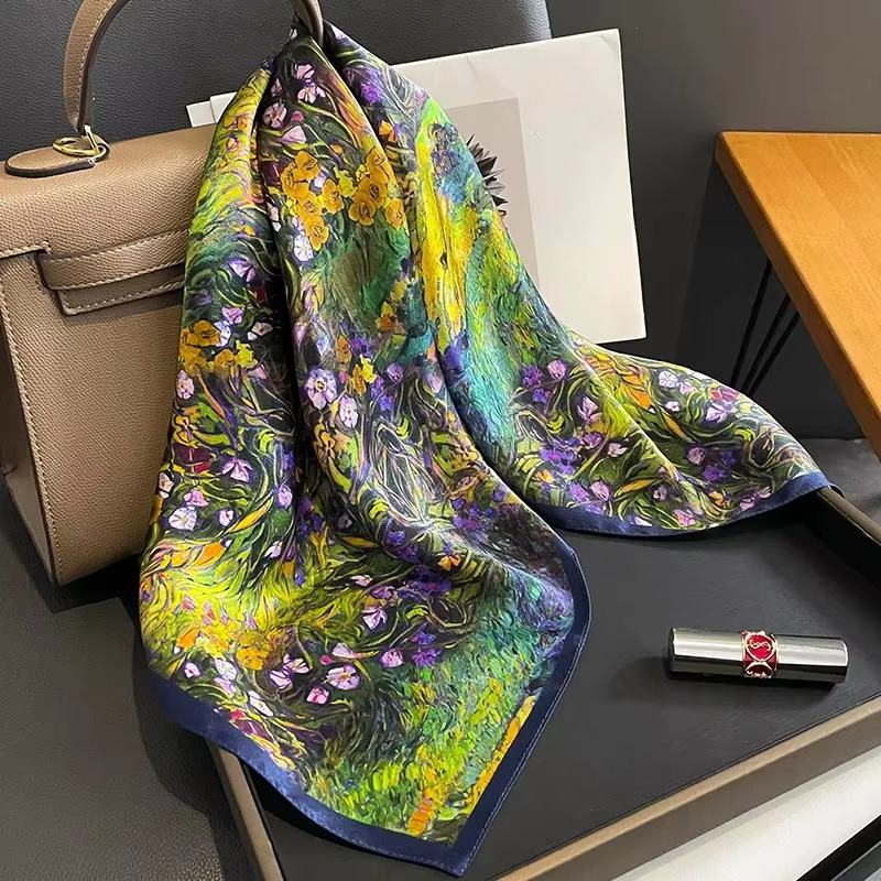 Écharpe à imprimé floral de peinture à l'huile pour femmes