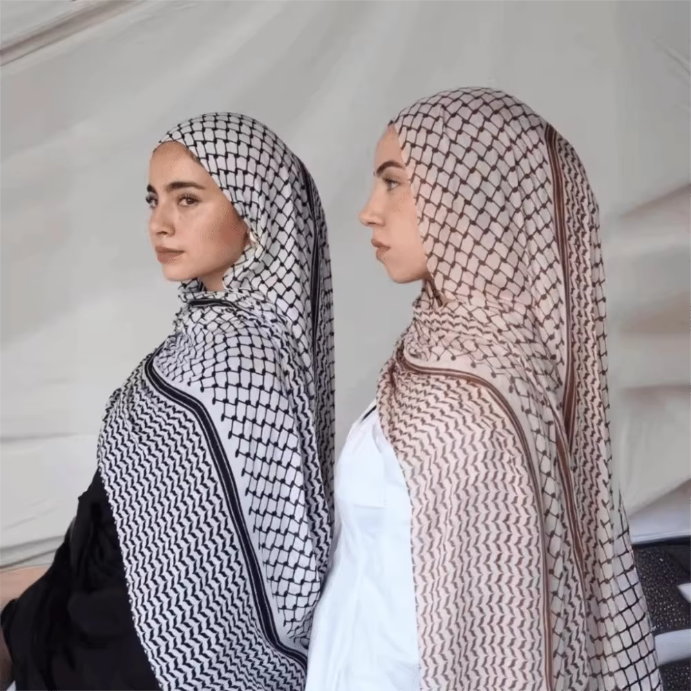 Dubaï écharpe Plaid imprimé Keffiyel foulard longue crème solaire en mousseline de soie Hijab