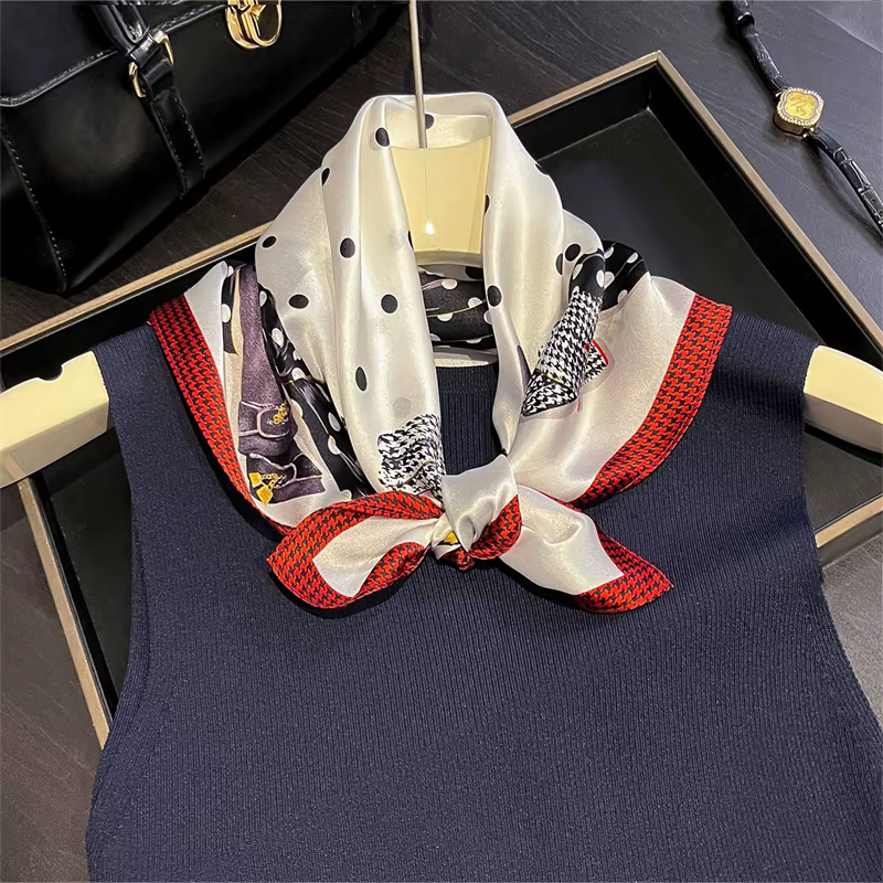 100% foulard en soie Bandana femmes motif de fleur foulards carrés foulard foulard en soie de mûrier bandeau Hijab châle sac poignée Wrap cravate