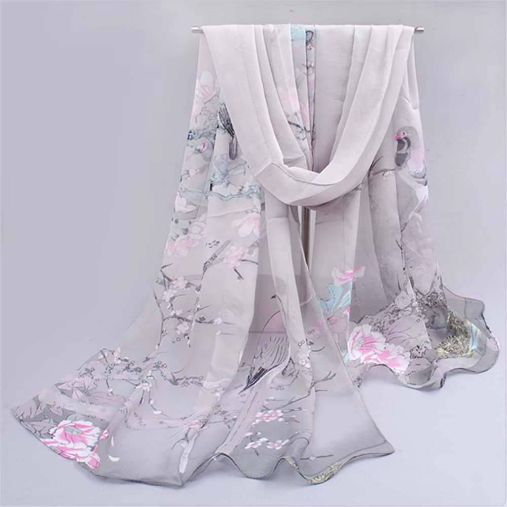 Foulard Hijab Musulman en Mousseline de Soie pour Femme