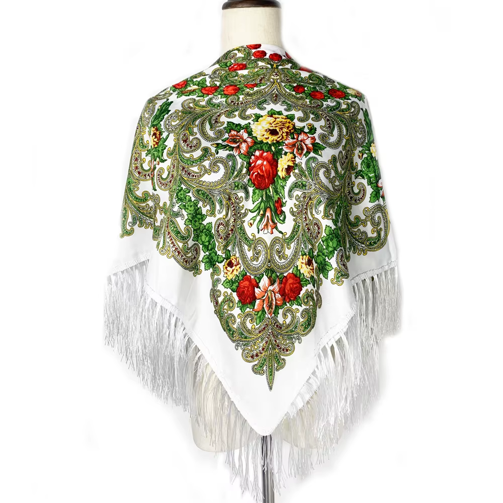 Foulard Carré Russe Imprimé Floral pour Femme