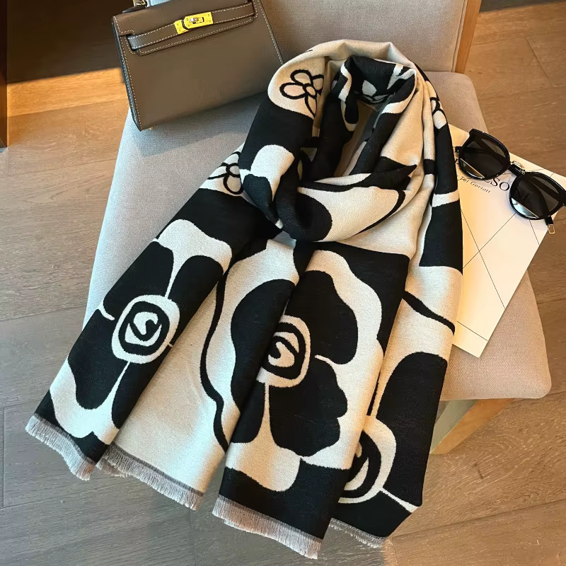2025 nouvelles femmes élégantes fleurs doux Pashmina écharpe longue châle enveloppes automne hiver foulard printemps