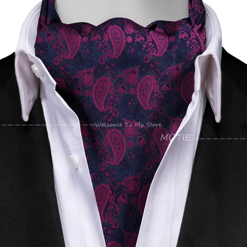 Jacquard marron Paisley cajou cravate formelle Ascot Scrunch auto britannique Gentleman écharpe Polyester