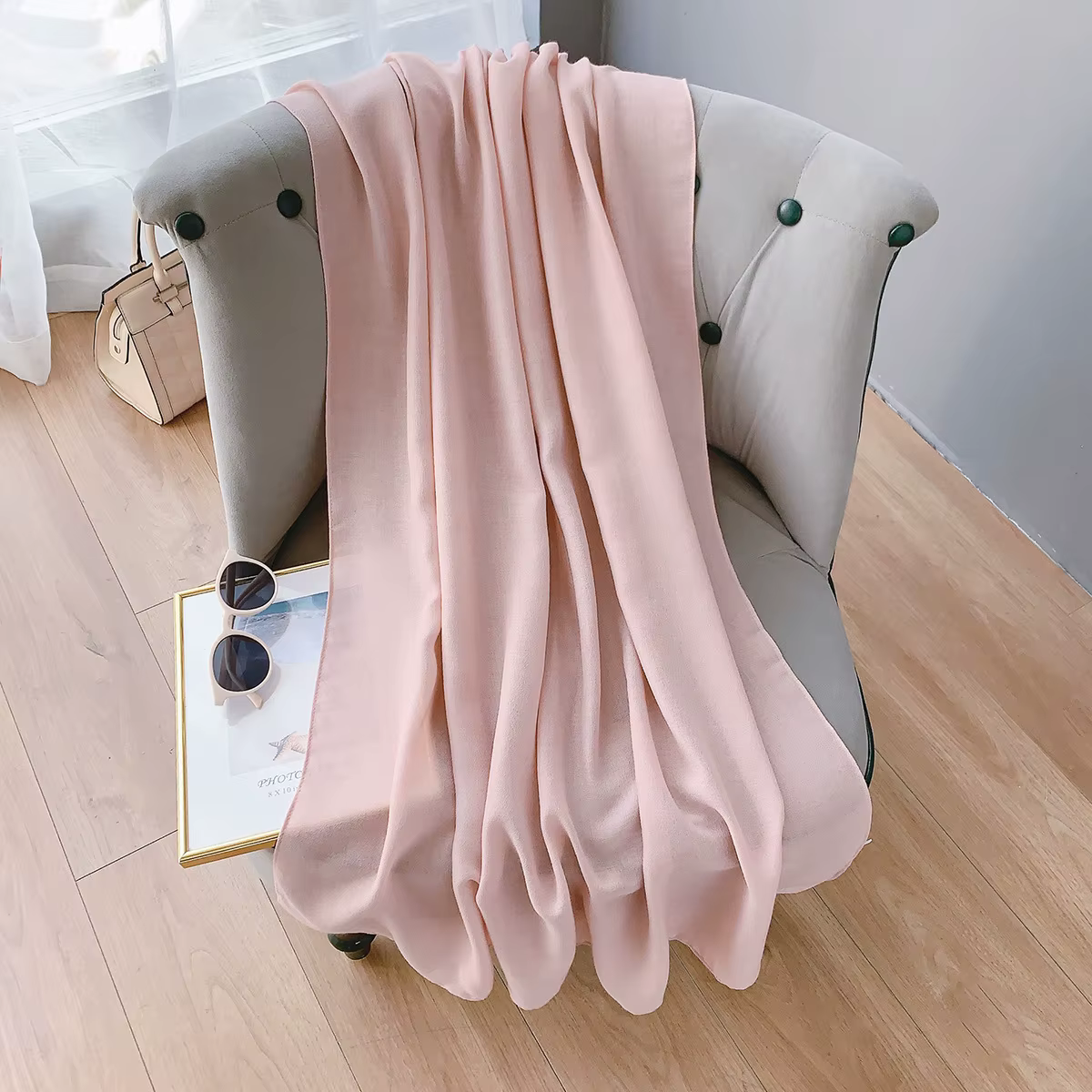 Écharpe en coton monochromatique pour femme