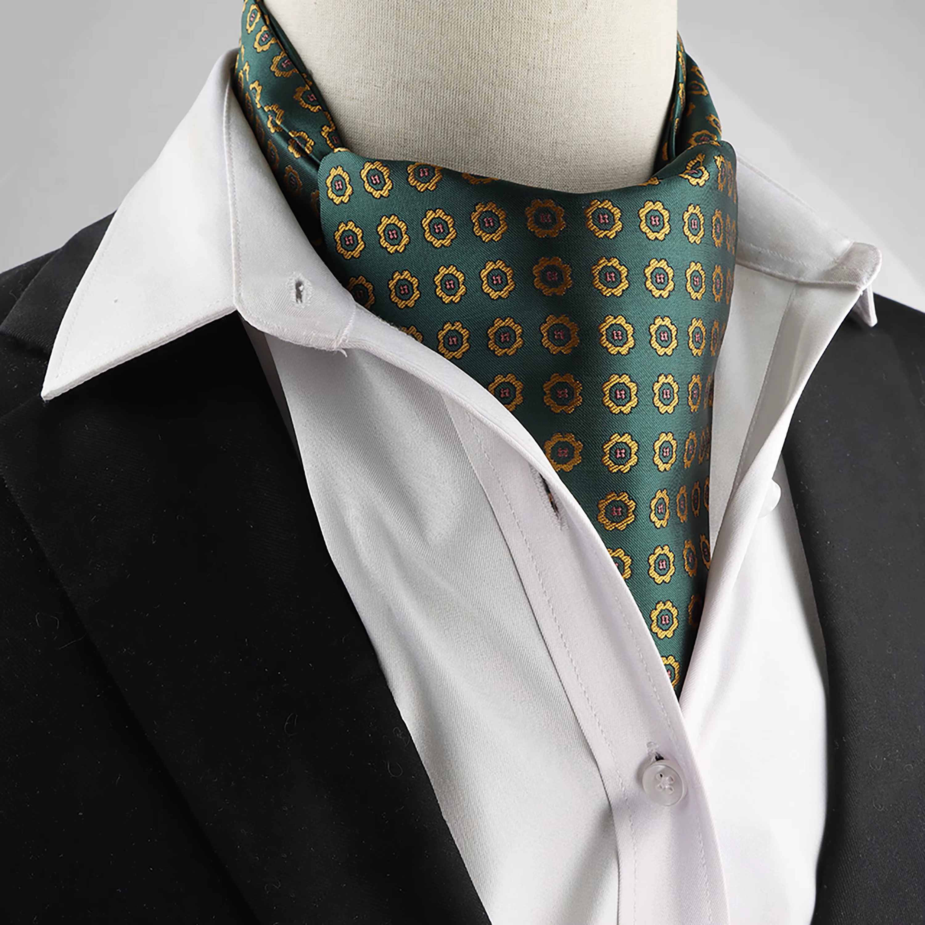 Nouveau Design hommes Ascot écharpe cravate mode Paisley Floral bleu vert