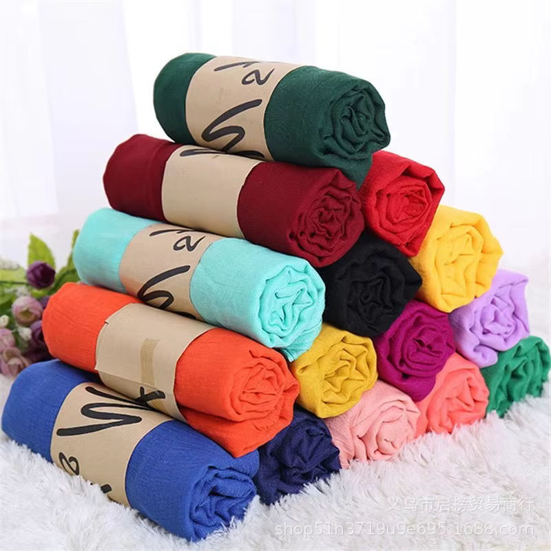 Mode coréenne écharpe femmes de luxe printemps hiver couleur unie Hijabs pour femme châles enveloppes Pashmina Bandana foulards cadeau de mariage