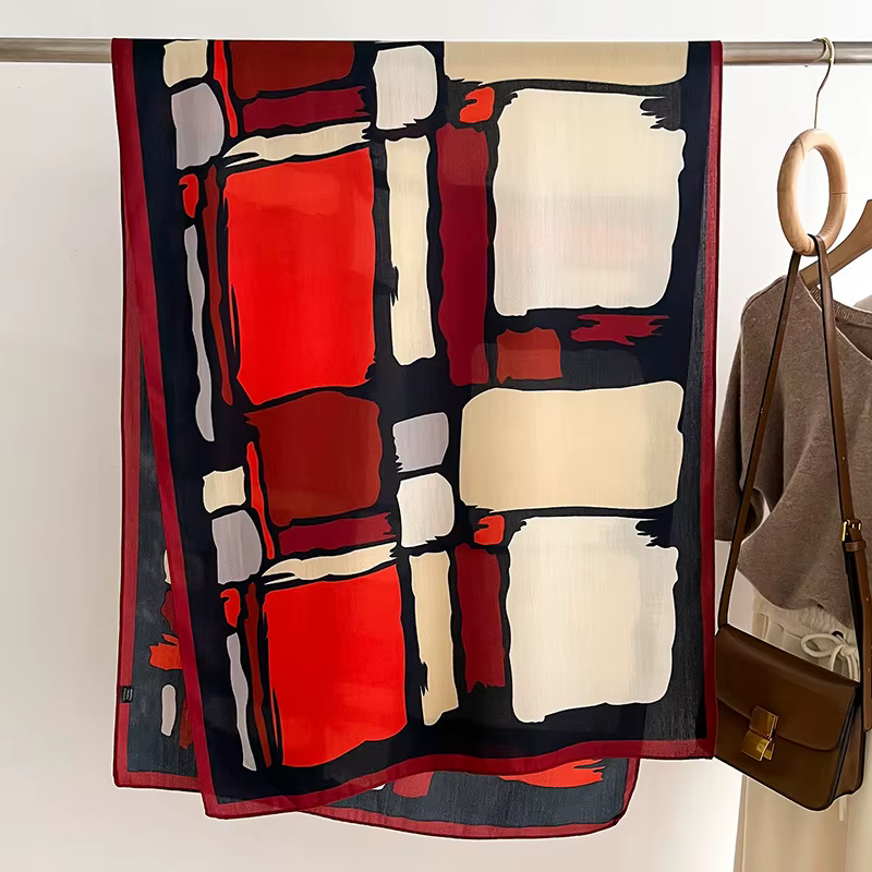 Foulard de Marque de Luxe en Laine et Coton pour Femme