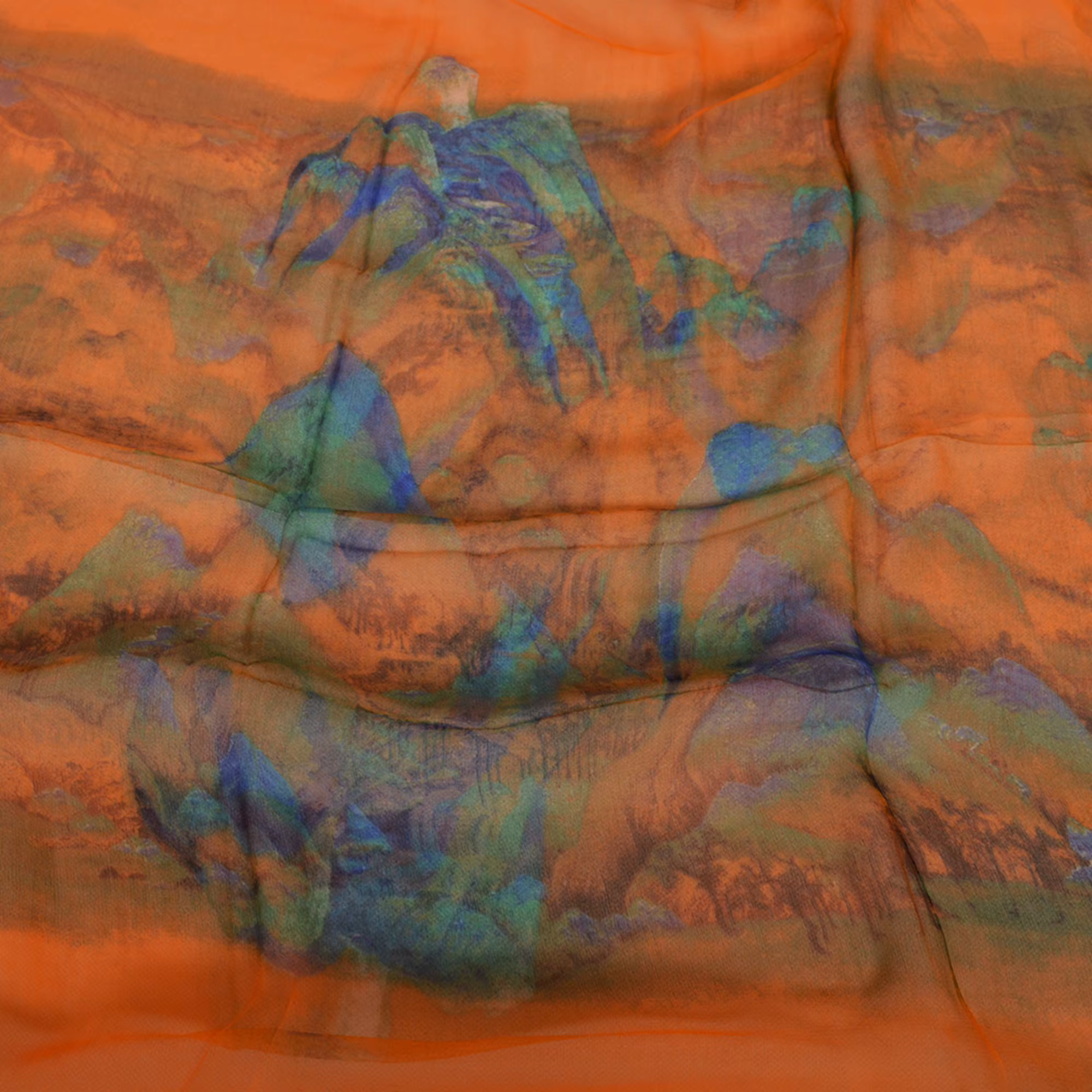 [BYSIFA] foulard en soie de mûrier Orange pour femmes imprimé 170*100cm mode peinture à l'encre à l'eau foulards de luxe châle pour printemps automne
