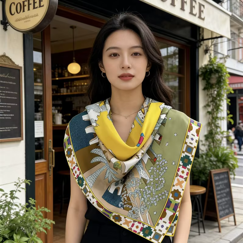 Foulard carré en soie 90CM de luxe