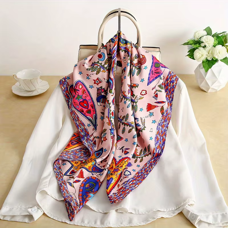 Luxe amour arbre imprimé concepteur 90 carré écharpe sergé soie femmes tête châles enveloppes cou foulards Hijab Bandana Pashmina bandeau