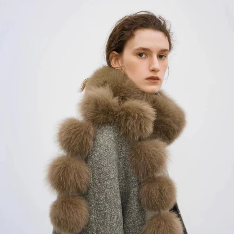 Écharpe en fausse fourrure de renard de 120 cm pour femme