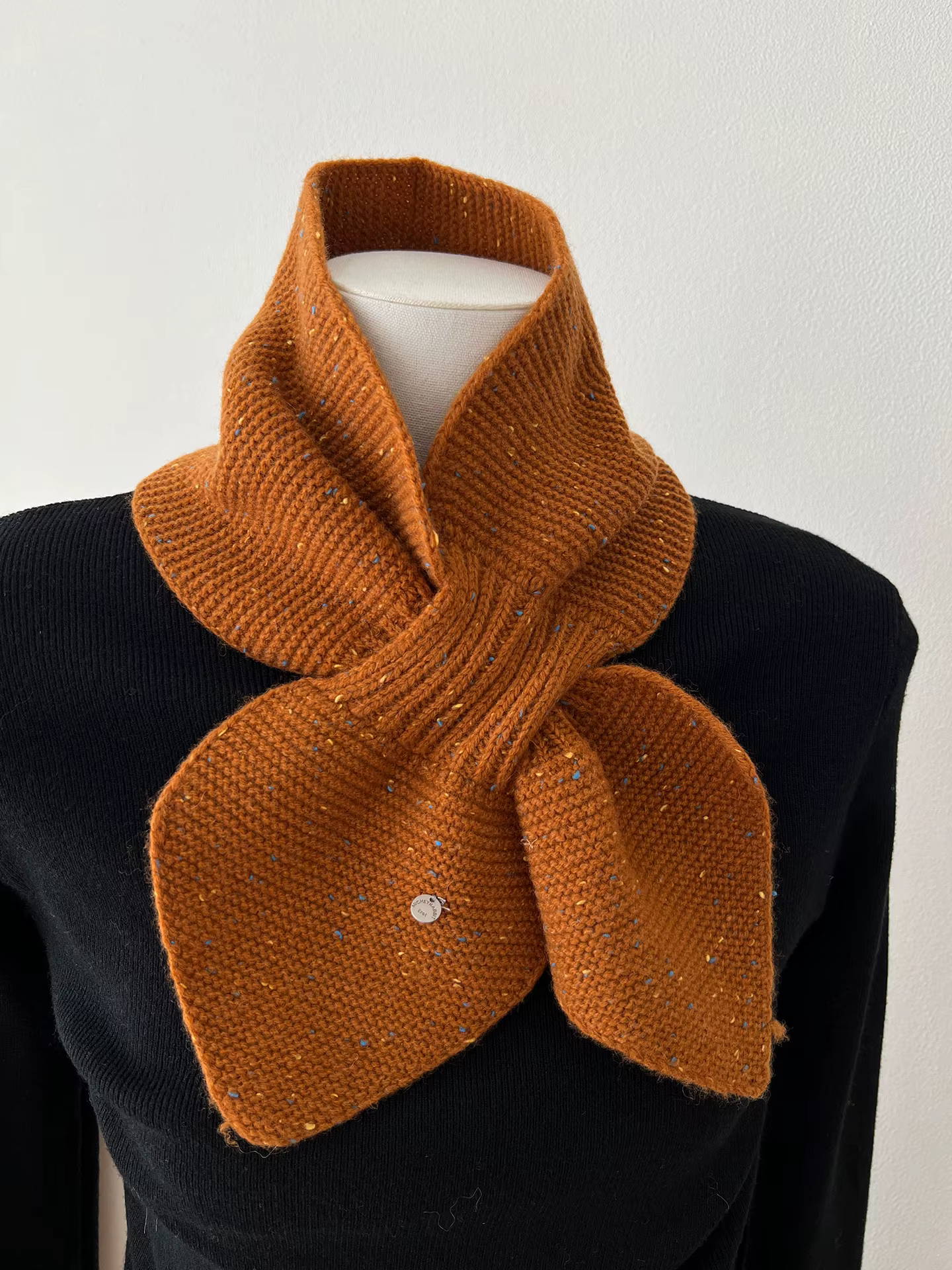Coréen court point de croix 100% laine écharpe pour les femmes automne hiver
