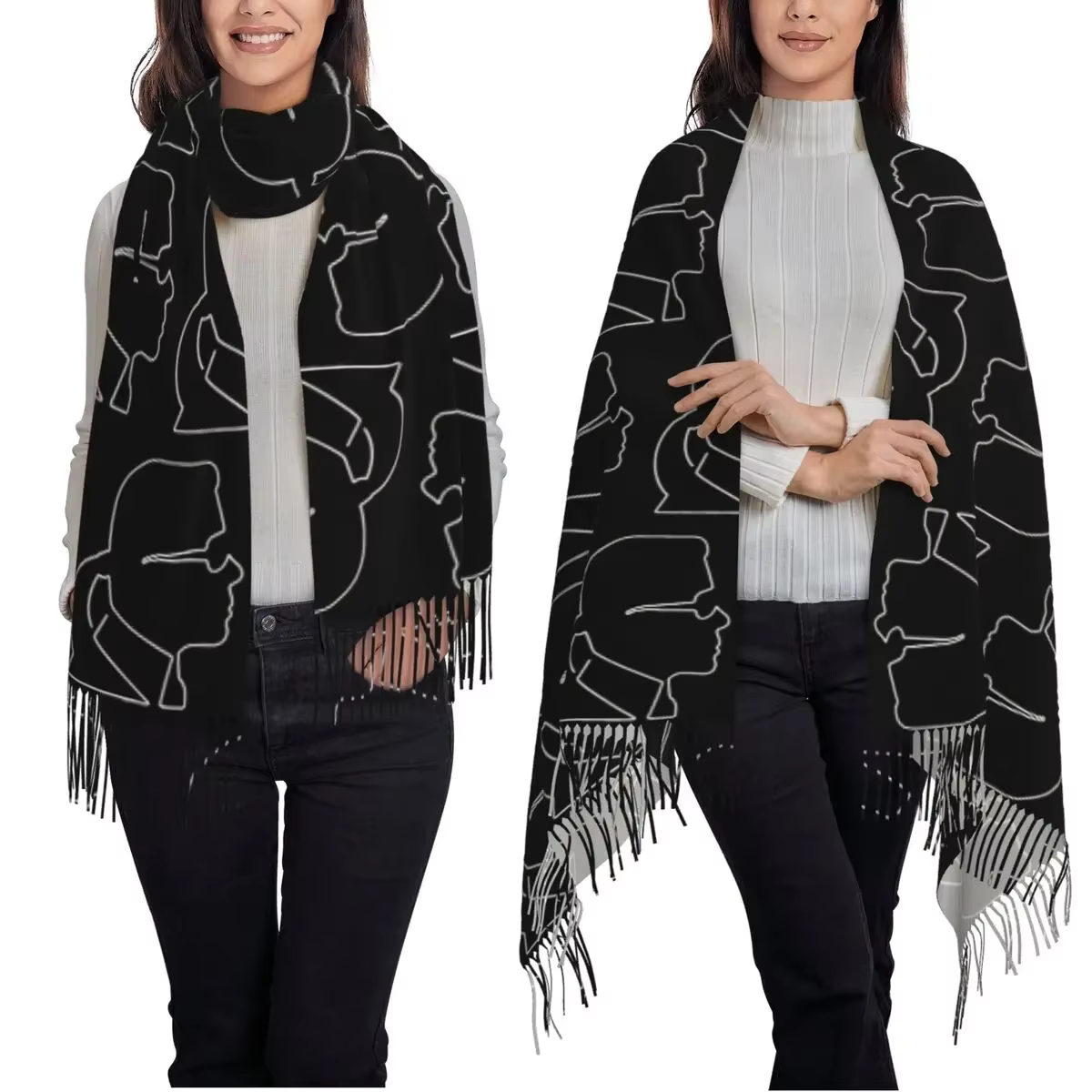 Karl Who écharpe gland foulards pour femmes doux chaud châles et enveloppes longue automne hiver châle Wrap