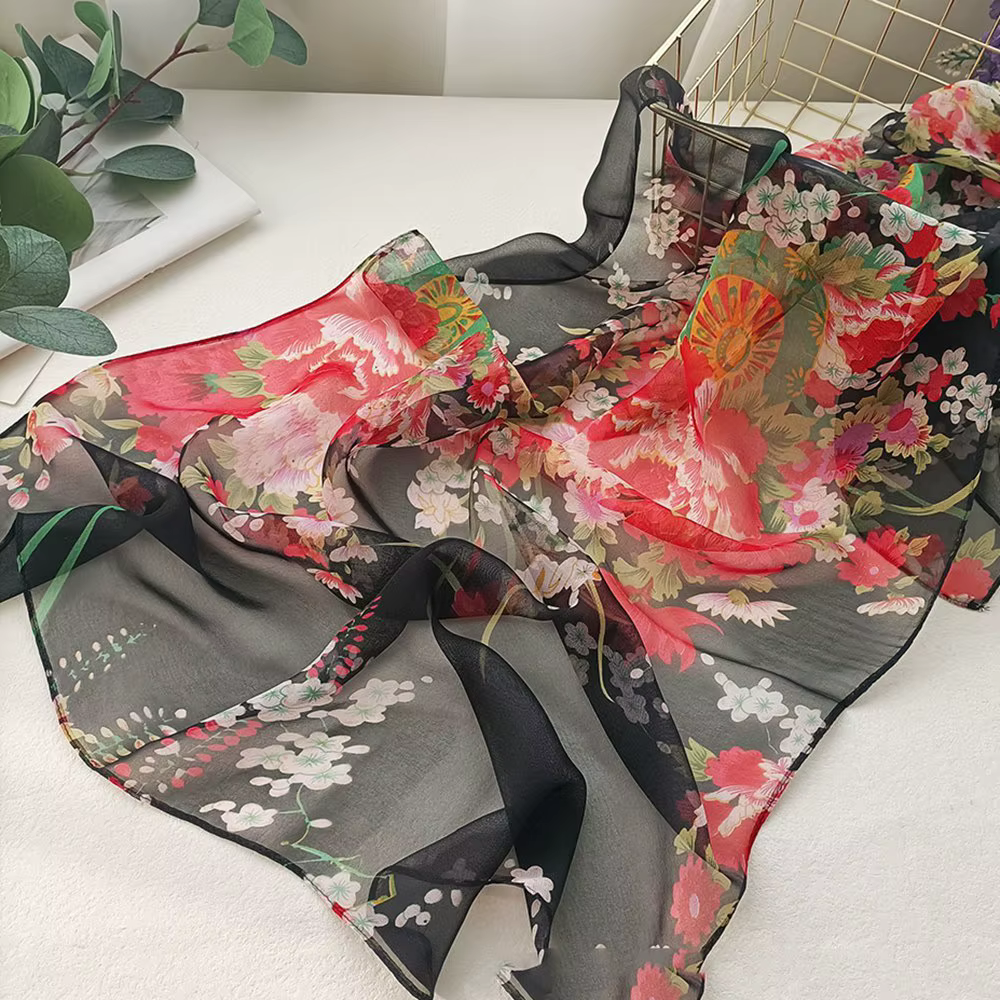 Écharpe Georgette en mousseline de soie pour femme